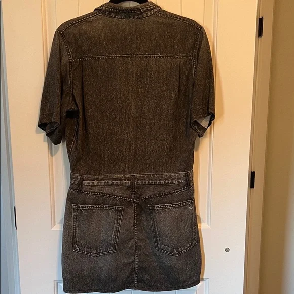 Rag & Bone Charcoal Denim Shirt Dress - Picture 5 of 9